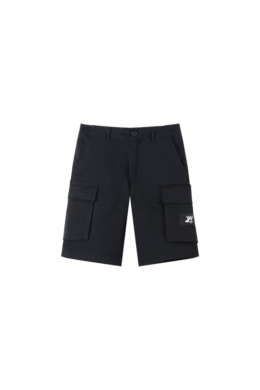 LERROI BLACK COTTON CARGO SHORT BLACK