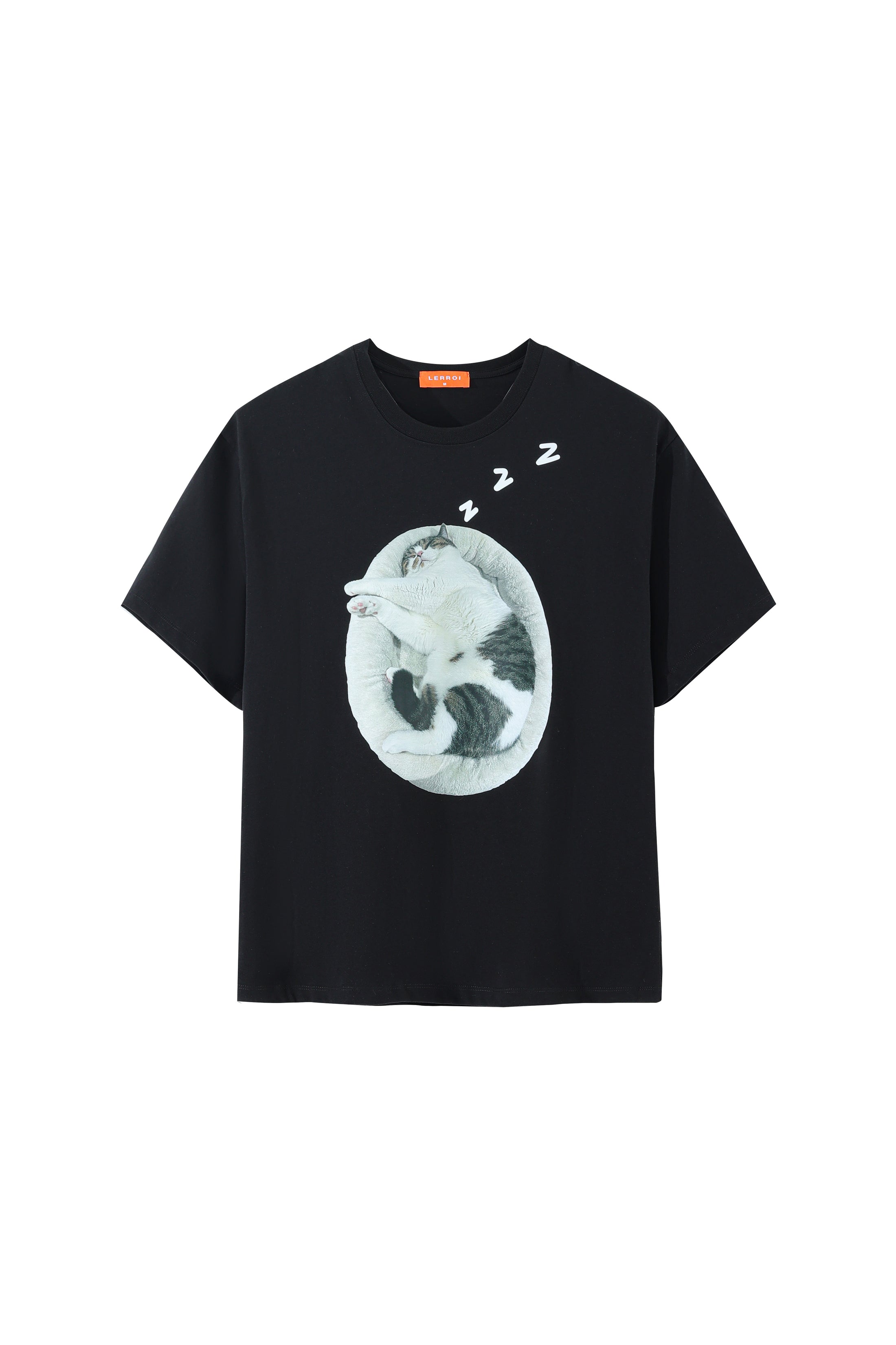 LERROI BLACK SLEPT CAT T-SHIRT BLACK