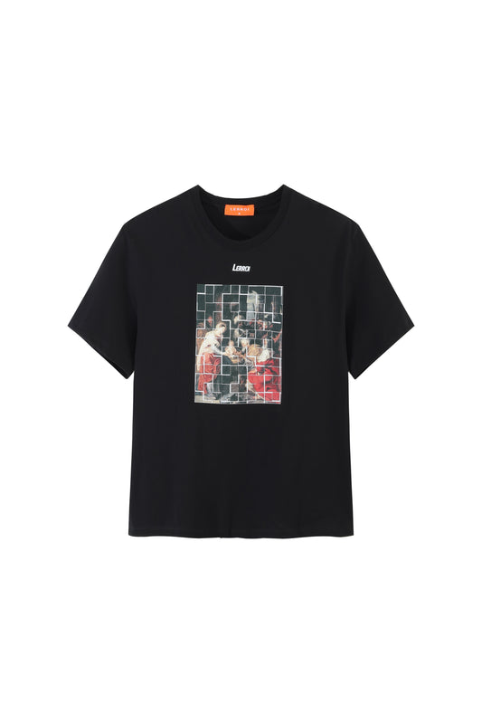 LERROI BLACK PUZZLE PAINTING T-SHIRT BLACK