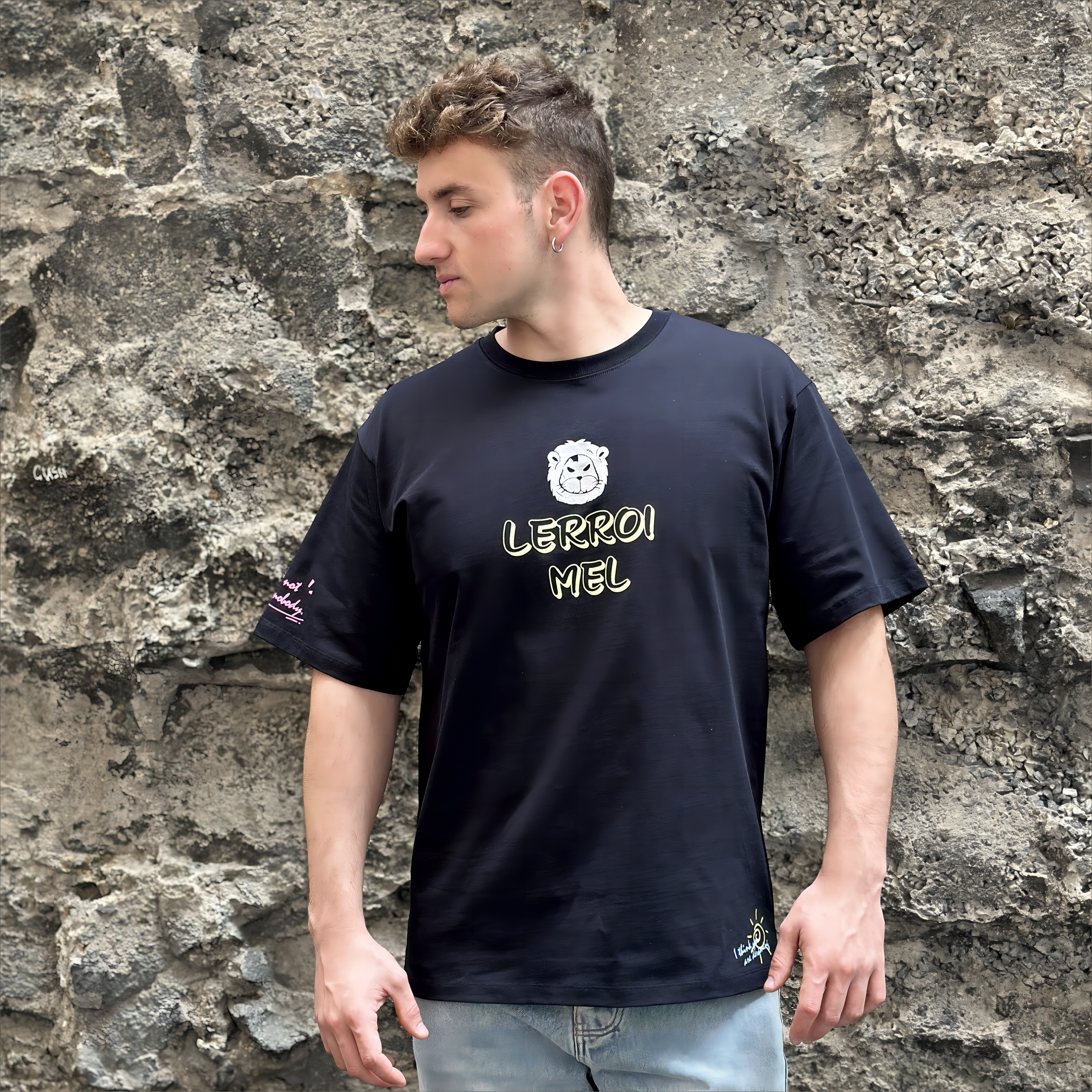 LERROI BLACK FULL PRINT ART T-SHIRT BLACK