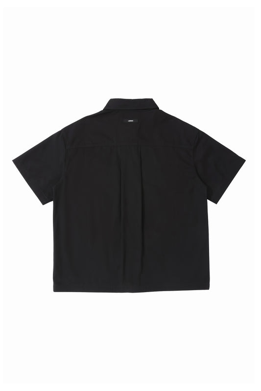 LERROI BLACK SHORT SLE V OVERSHIRT BLACK