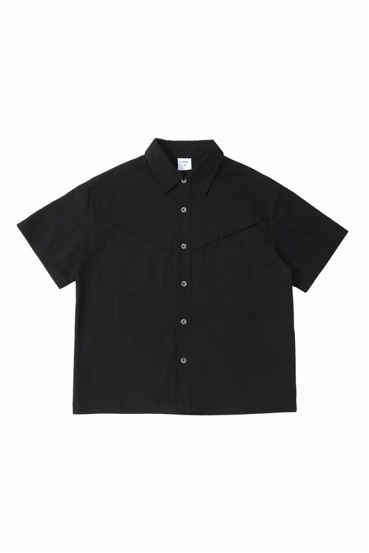 LERROI BLACK SHORT SLE V OVERSHIRT BLACK