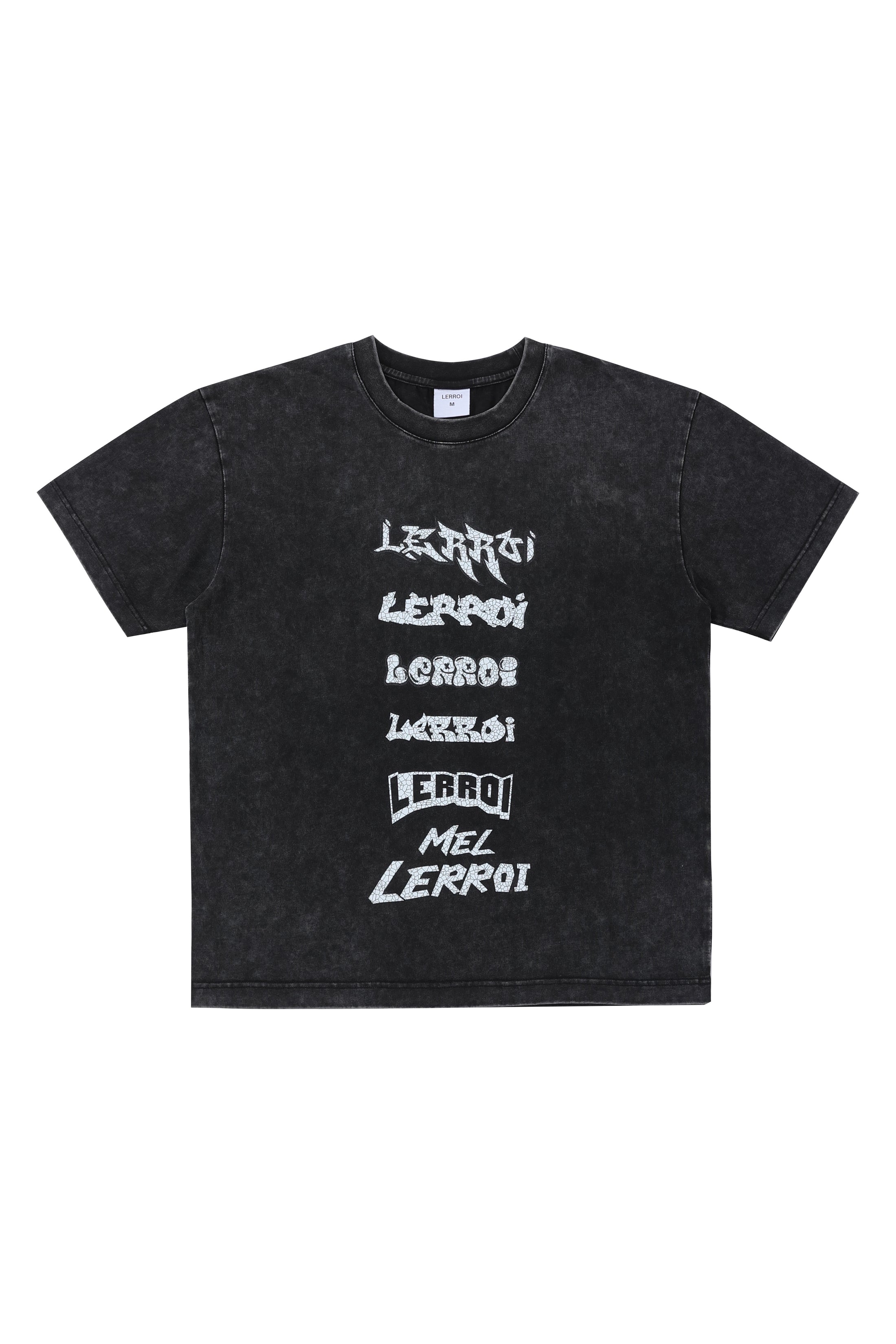 LERROI BLACK LOGO PRINT WASHED T-SHIRT BLACK