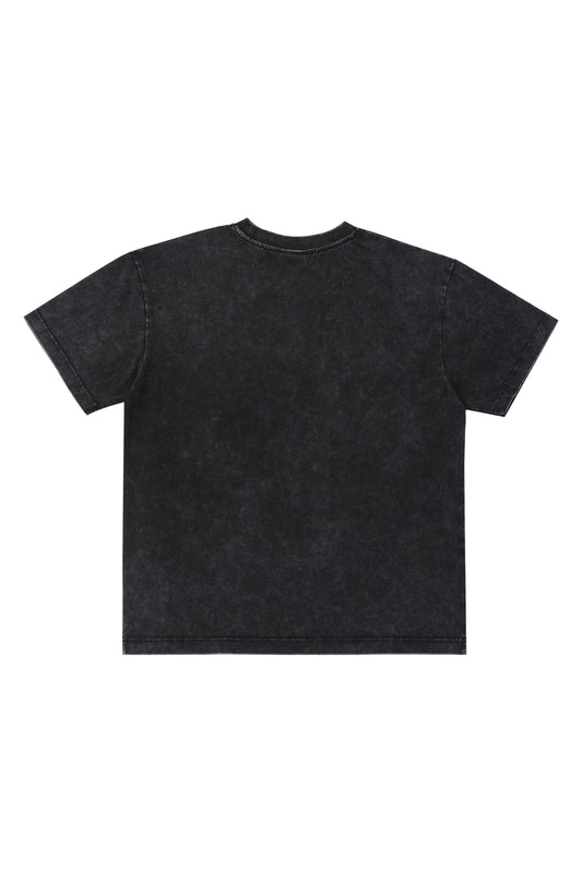 LERROI BLACK LOGO PRINT WASHED T-SHIRT BLACK