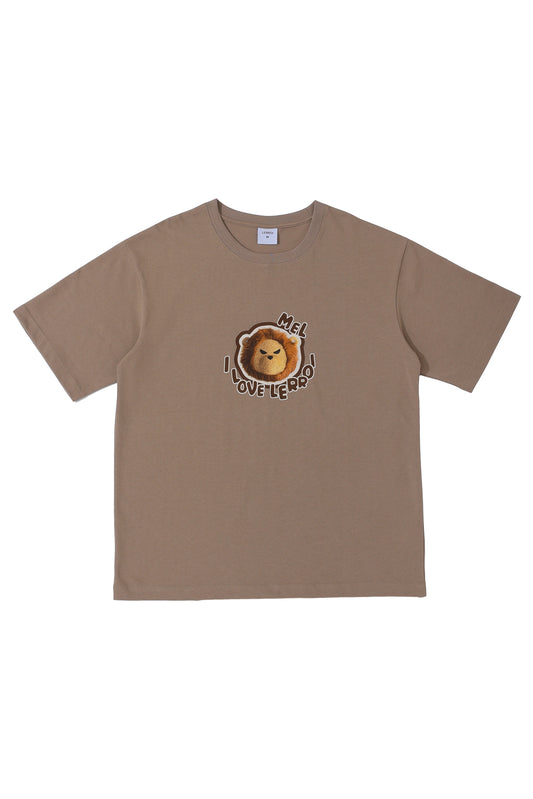 LERROI BROWN LION PRINT T-SHIRT BROWN