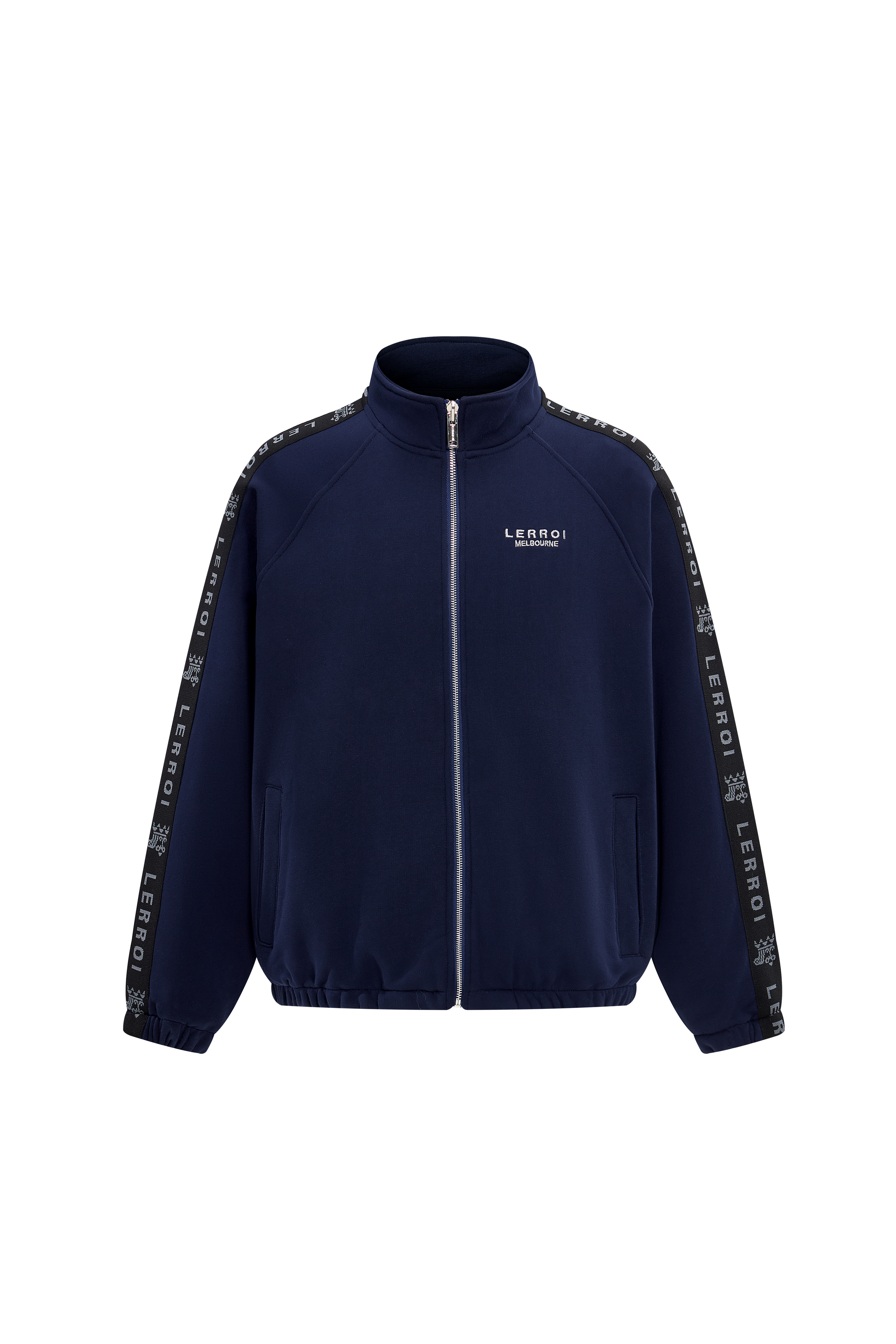 LERROI NAVY RELAXED FIT CO-ORD STAND COLLAR HOODIE NAVY