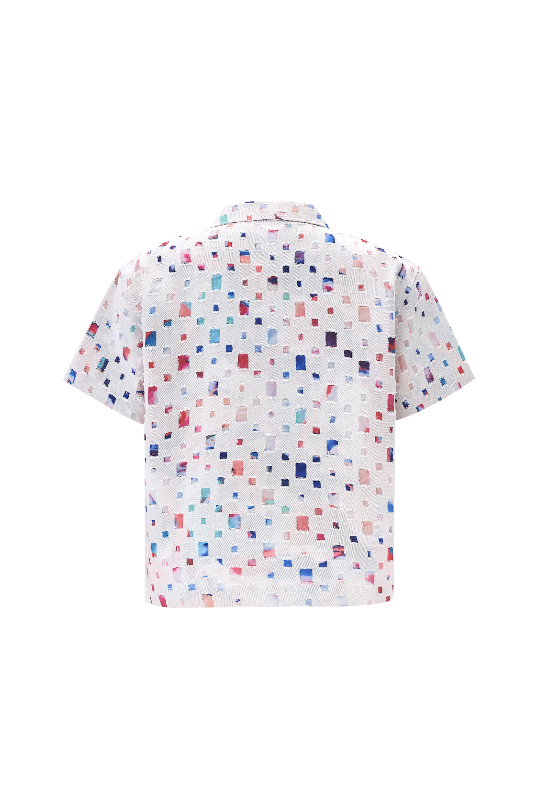 LERROI WHITE COMPOSITE PRINT DENIM SHIRT WHITE