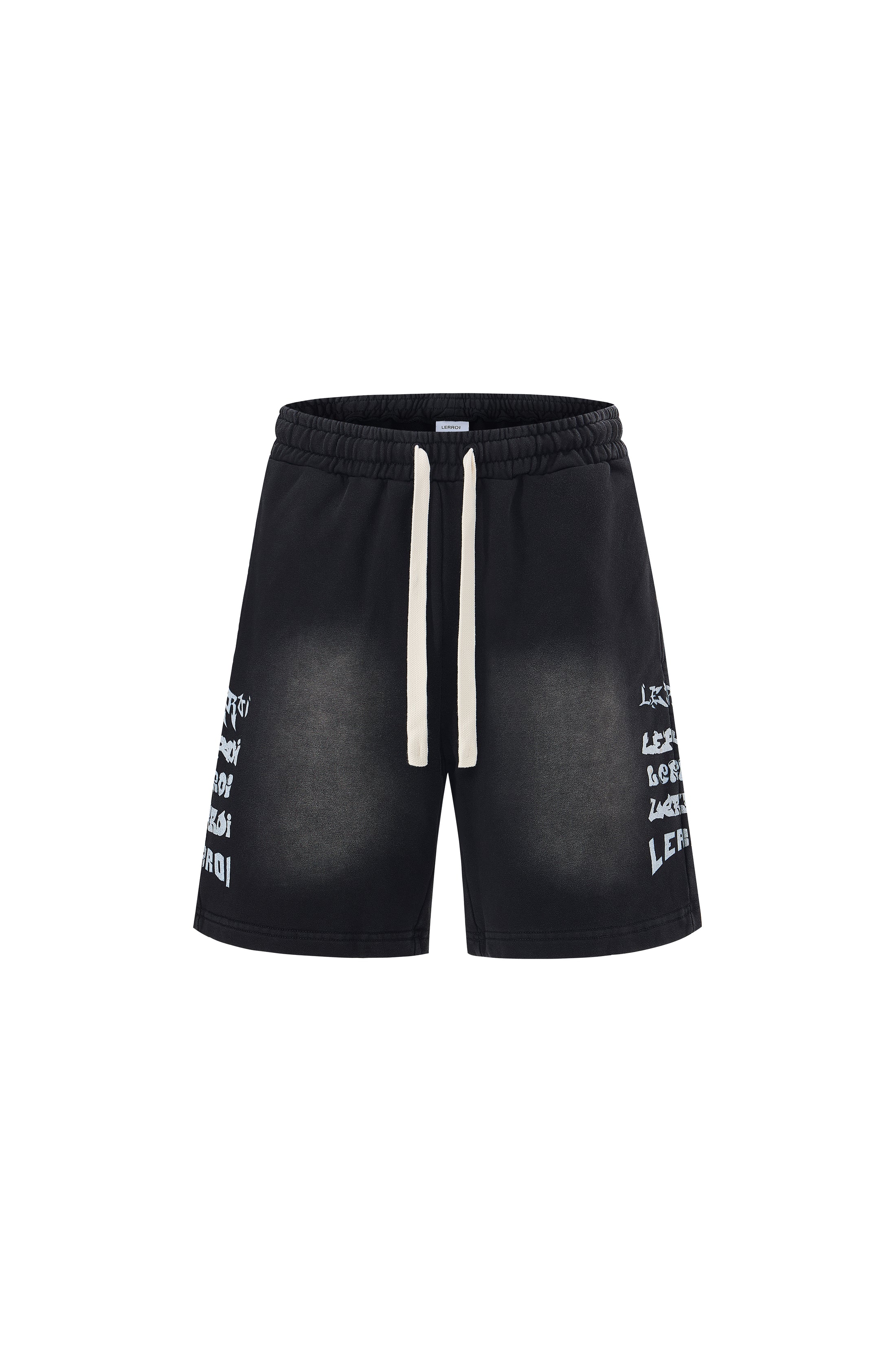 LERROI BLACK WASHED PRINTED SHORT BLACK