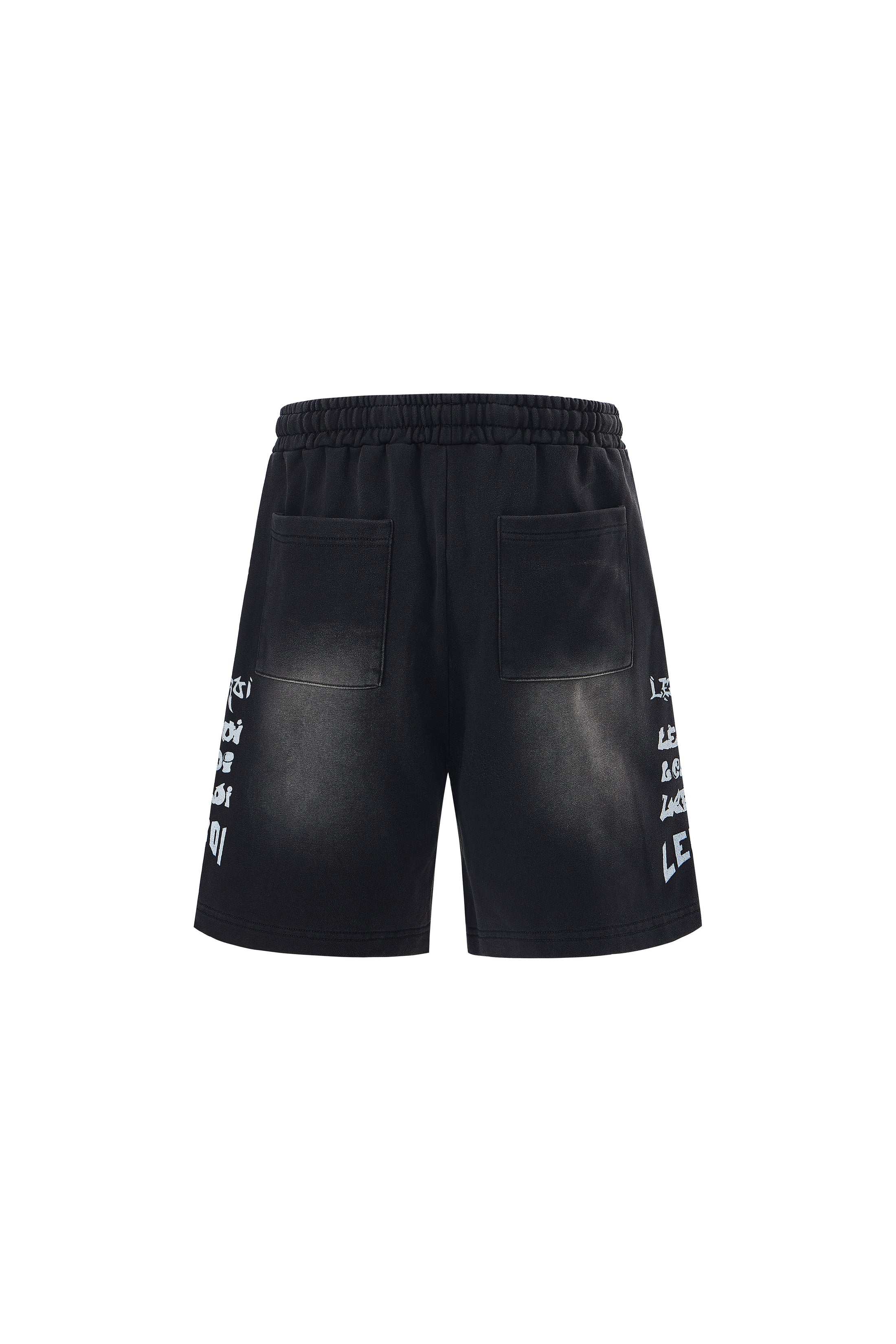 LERROI BLACK WASHED PRINTED SHORT BLACK