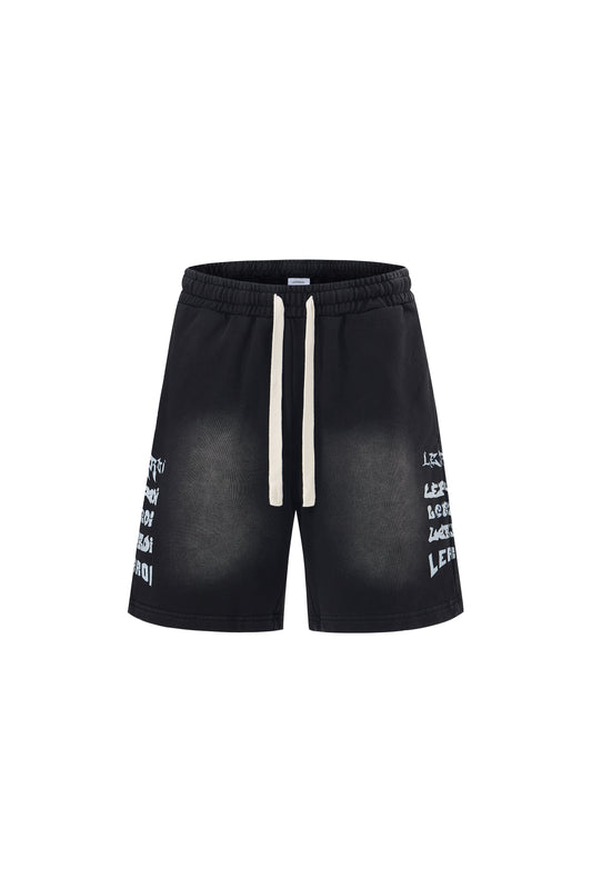 LERROI BLACK WASHED PRINTED SHORT BLACK