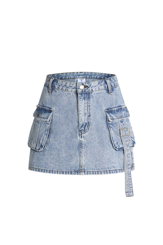 LERROI BLUE CARGO DENIM SKIRT BLUE