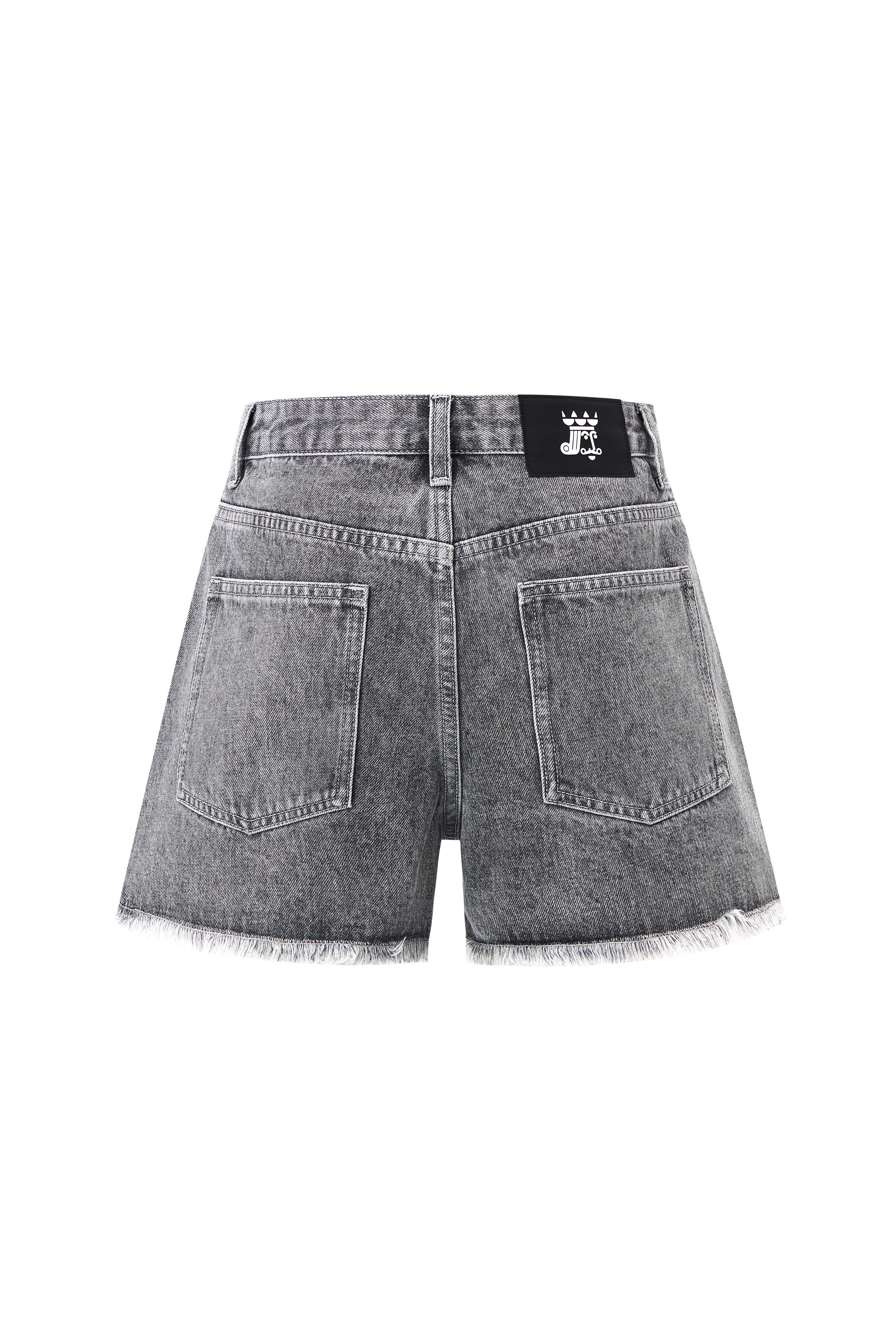 BOHEMSEO DESTROYED GRAY DENIM SHORTS SHOP - DENIM - bohemseo