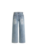 Load image into Gallery viewer, LERROI BLUE ASYMMETRICAL CUT-OUT DENIM PANTS BLUE

