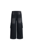 Load image into Gallery viewer, LERROI BLACK WASHED CARGO DENIM PANT BLACK
