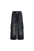 Load image into Gallery viewer, LERROI BLACK WASHED CARGO DENIM PANT BLACK
