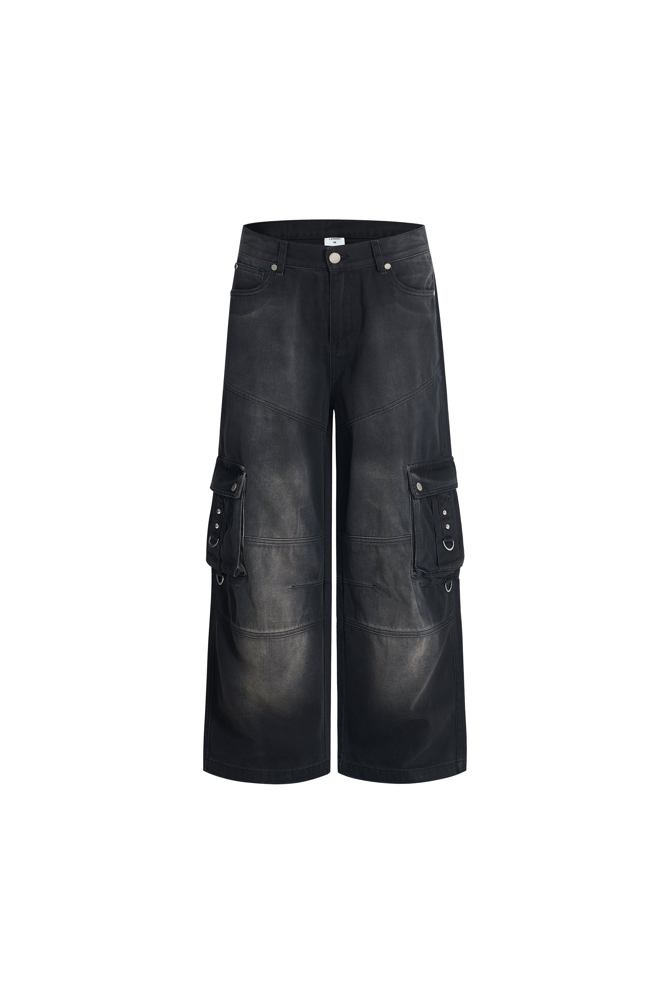 LERROI BLACK WASHED CARGO DENIM PANT BLACK