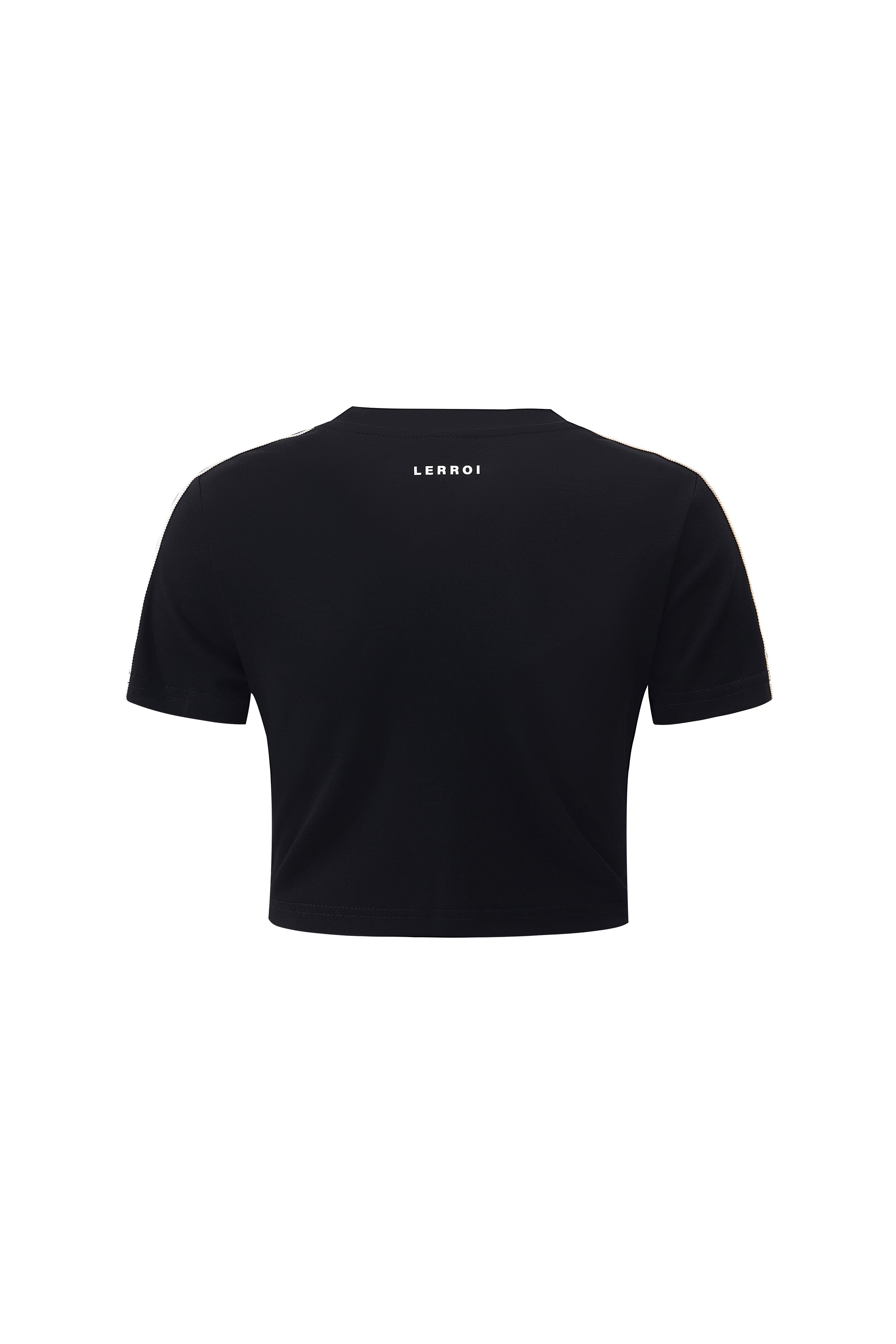 LERROI BLACK TAPED SLEEVE CROP T-SHIRT BLACK