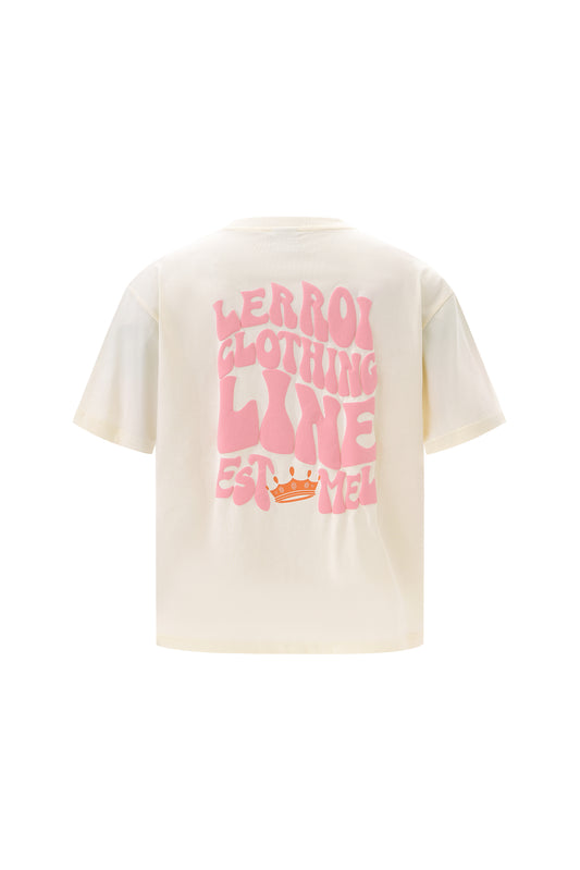 LERROI CREAM PUFF LETTER T-SHIRT CREAM