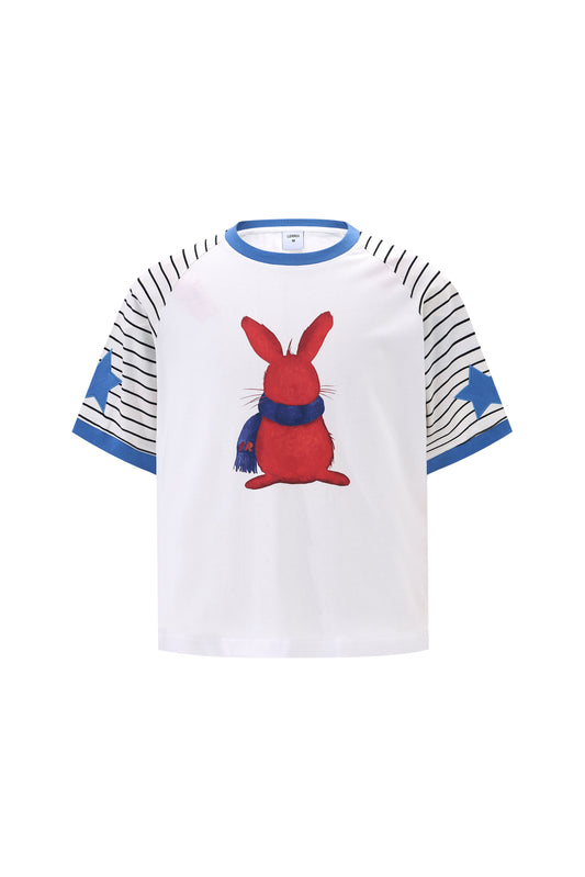 LERROI WHITE PATCHWORK STAR BUNNY T-SHIRT WHITE
