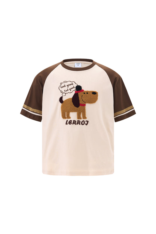LERROI CREAM PUPPY PATCHWORK T-SHIRT CREAM