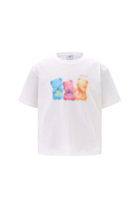 LERROI WHITE BLURRY BEAR TEE WHITE
