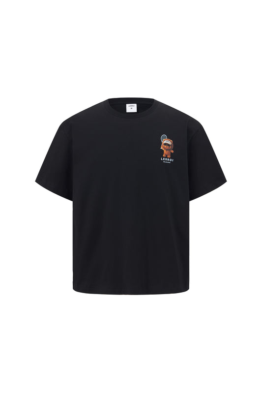 LERROI BLACK TENNIS LION T-SHIRT BLACK