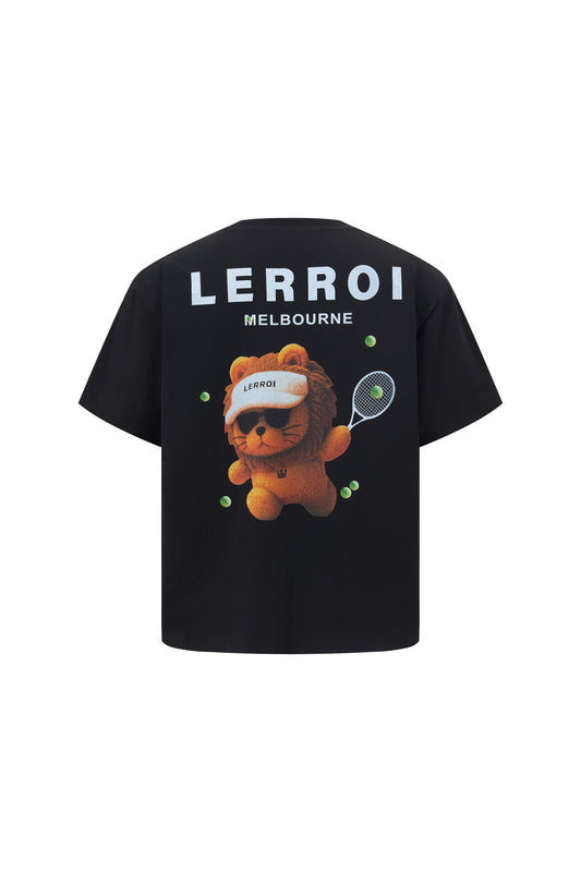 LERROI BLACK TENNIS LION T-SHIRT BLACK