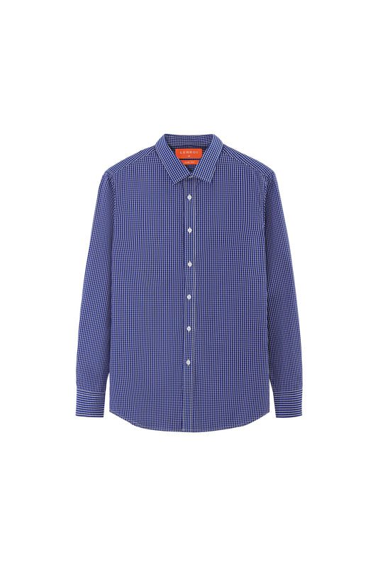 LERROI BLUE CHECK SILM FIT SHIRT BLUE