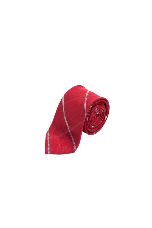 LERROI RED STRIPE SILK TIE RED