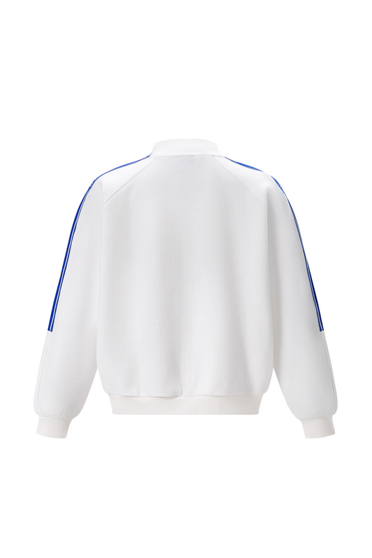 LERROI WHITE STREETWEAR PANELLED STAND COLLAR HOODIE WHITE