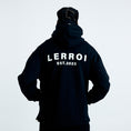 Load image into Gallery viewer, LERROI BLACK FLOCK LOGO PRINTED HOODIE BLACK
