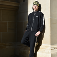 Load image into Gallery viewer, LERROI BLACK STREETWEAR PANELLED STAND COLLAR HOODIE BLACK
