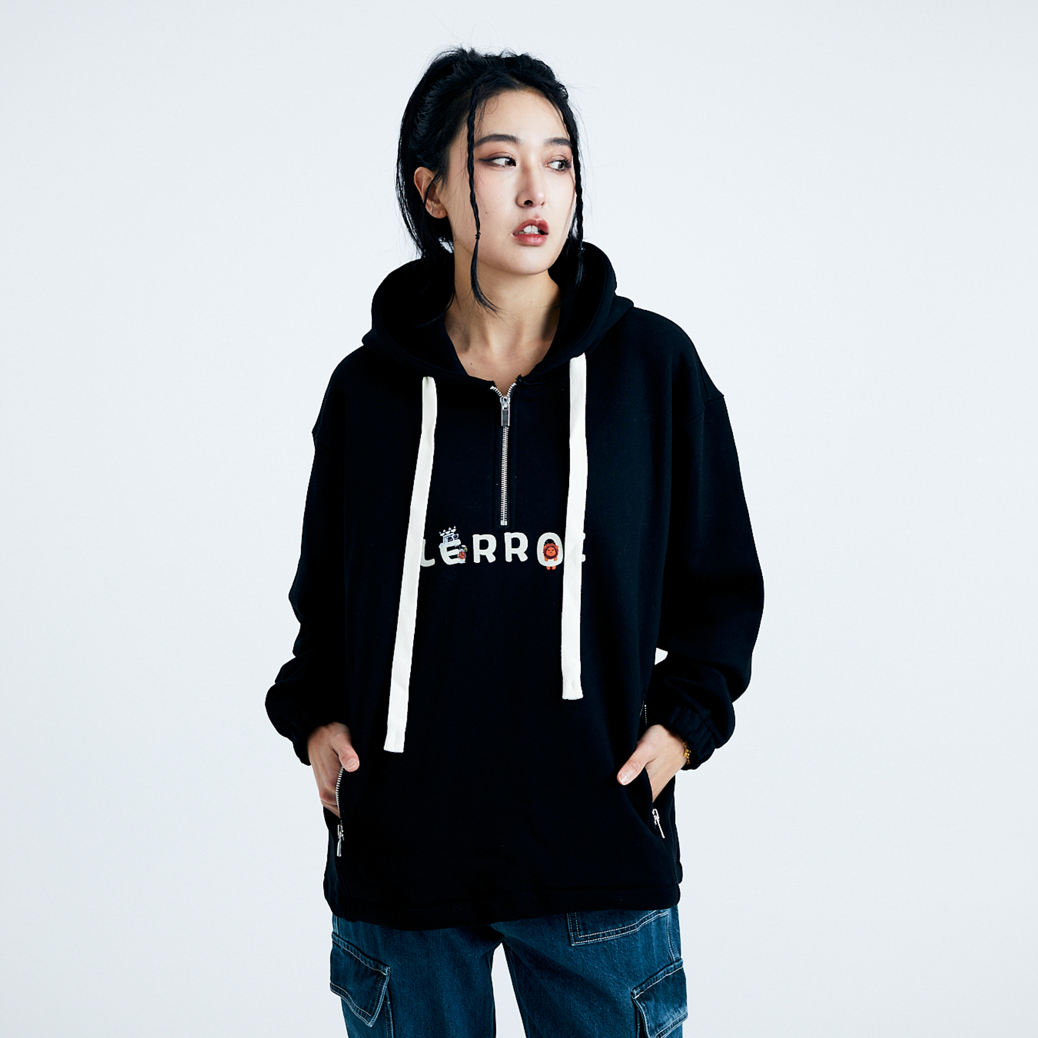 LERROI BLACK LOGO PRINTED HOODIE BLACK