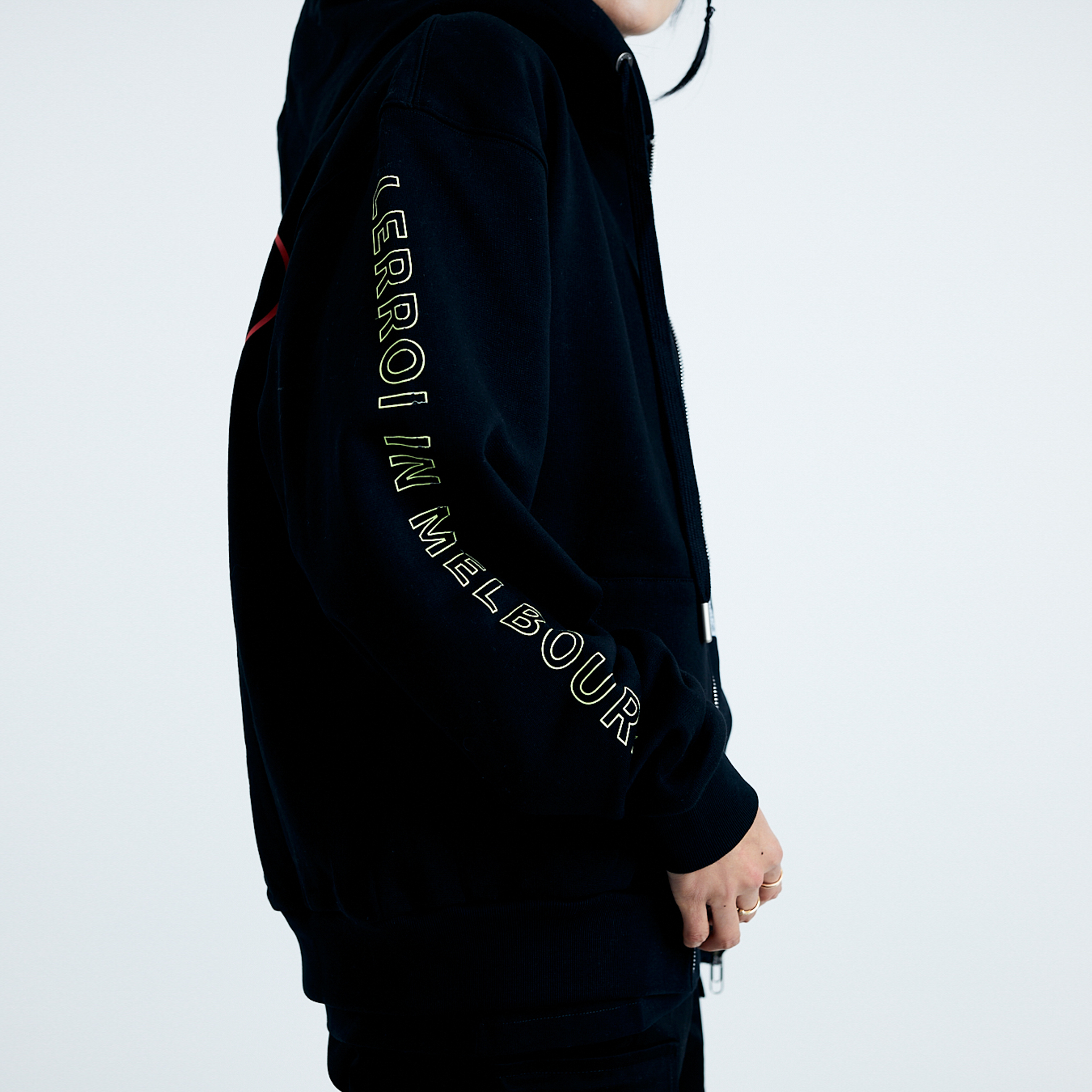 LERROI BLACK COL LER ZIP THO HOODIES BLACK