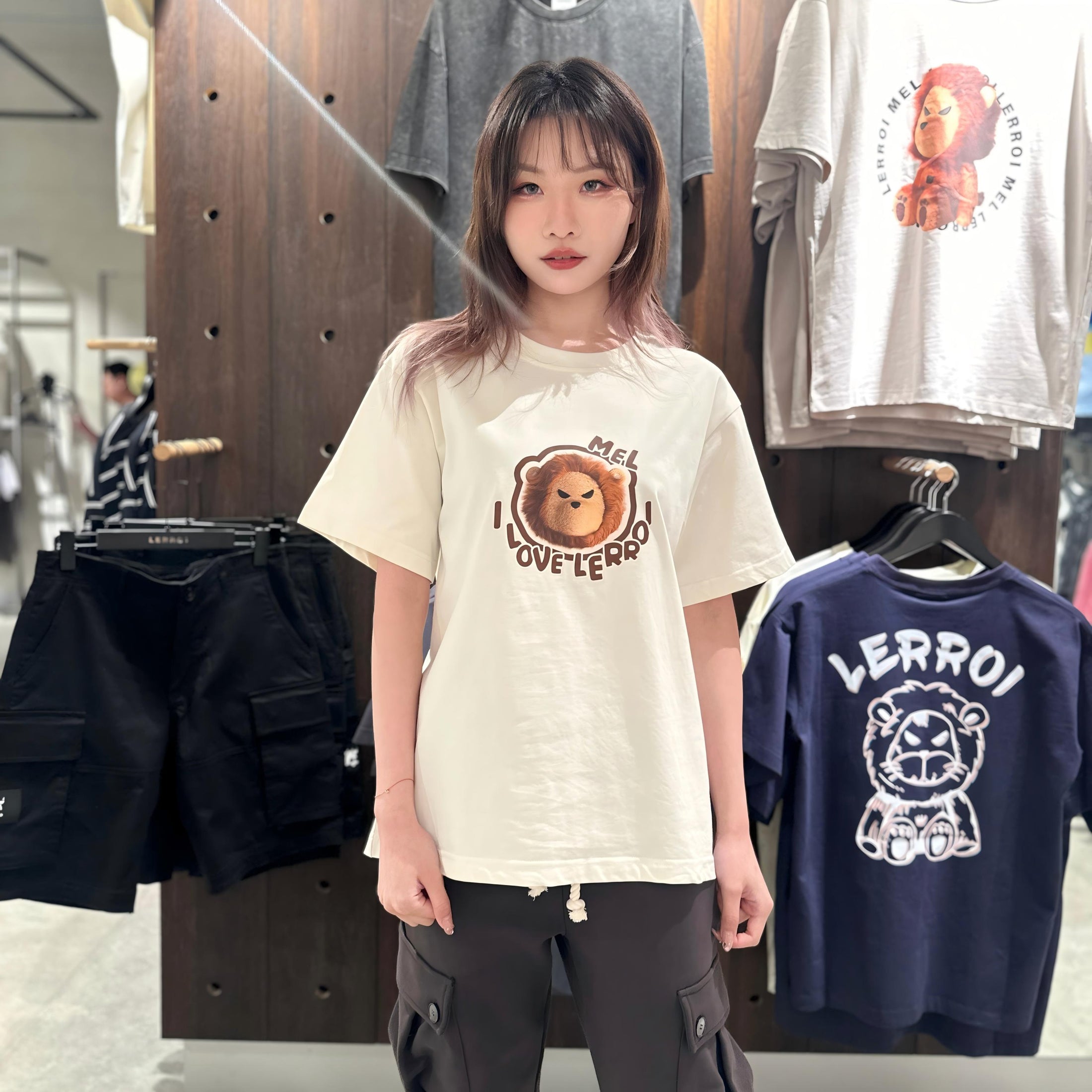 LERROI CREAM LION PRINT T-SHIRT CREAM