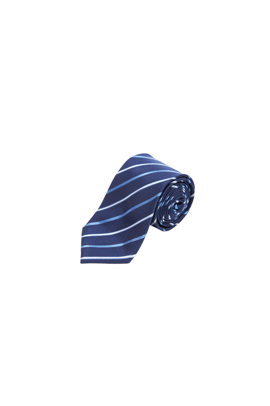 LERROI NAVY STRIPE SILK TIE NAVY