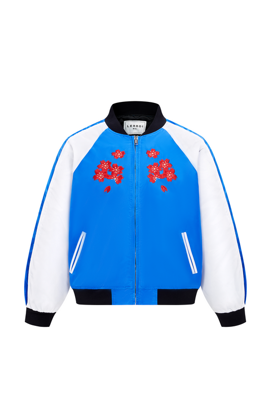 LERROI BLUE HYBRID EMBROIDERED PANEL JACKET BLUE