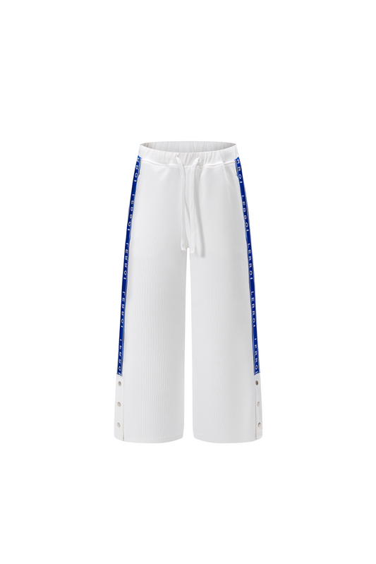 LERROI WHITE STREETWEAR PANELLED SPLIT-HEM SWEATPANTS WHITE