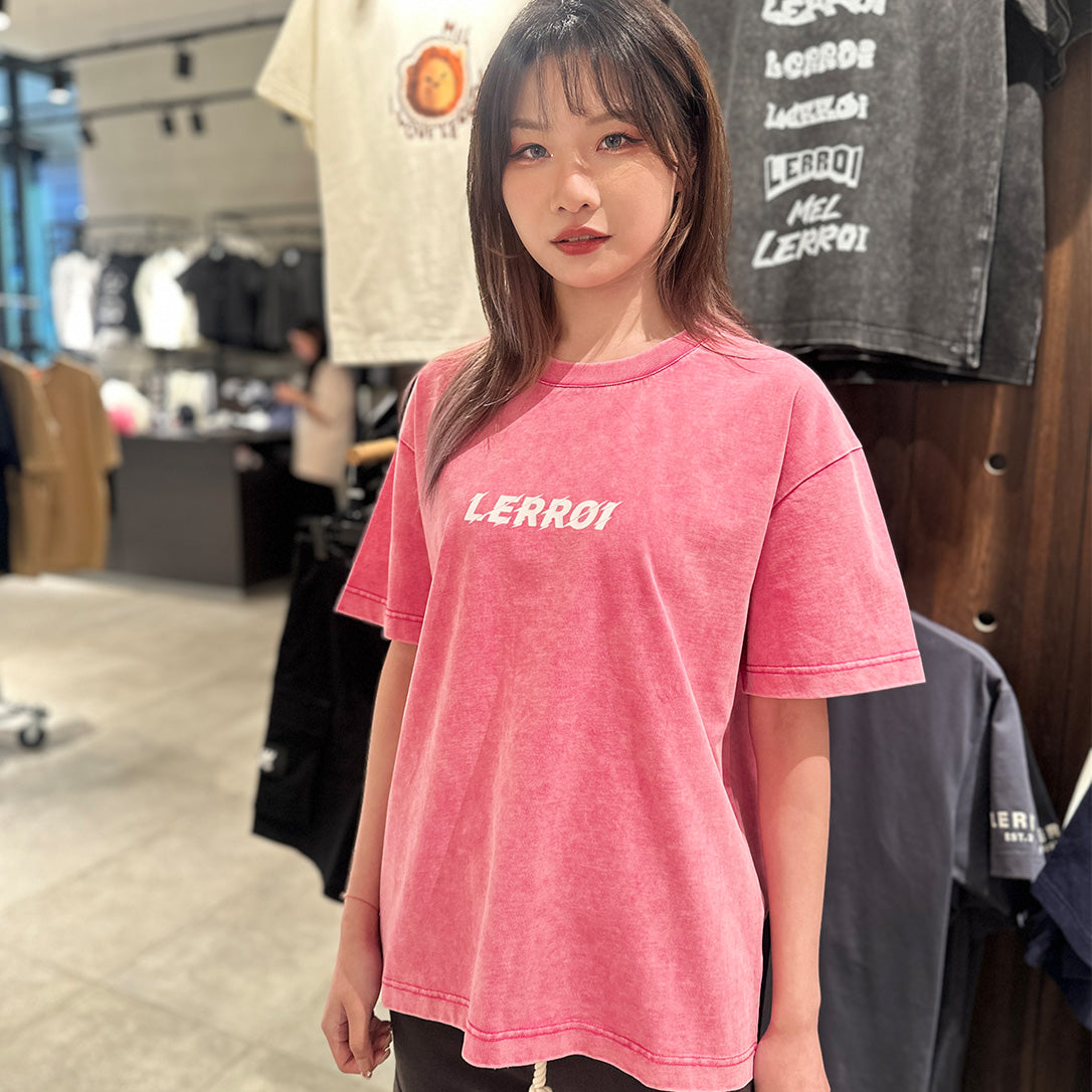 LERROI PINK LION PRINT WASHED T-SHIRT PINK