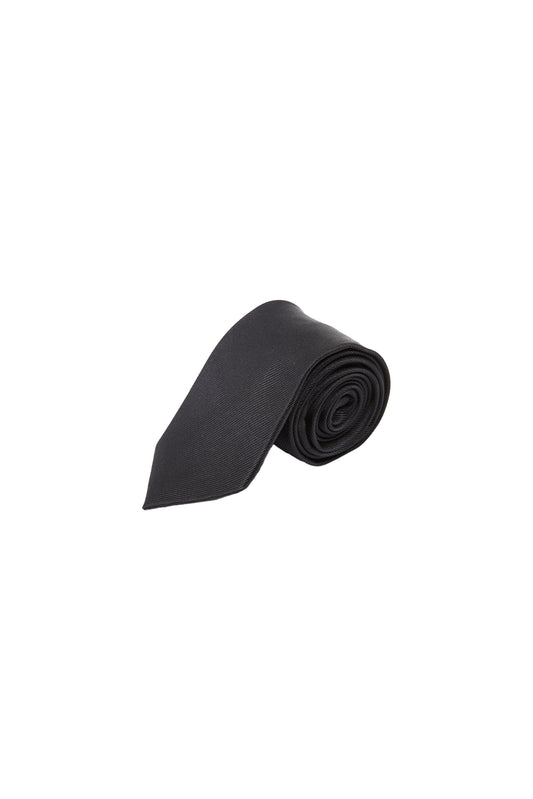 LERROI BLACK PLAIN SILK TIE BLACK