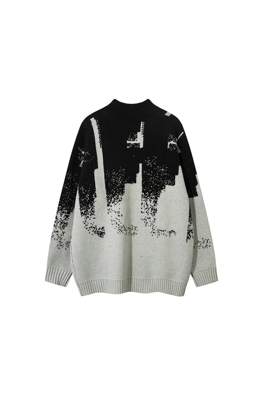 LERROI GREY MIX COL TIE DYE RAW EDGE SWEATER GREY