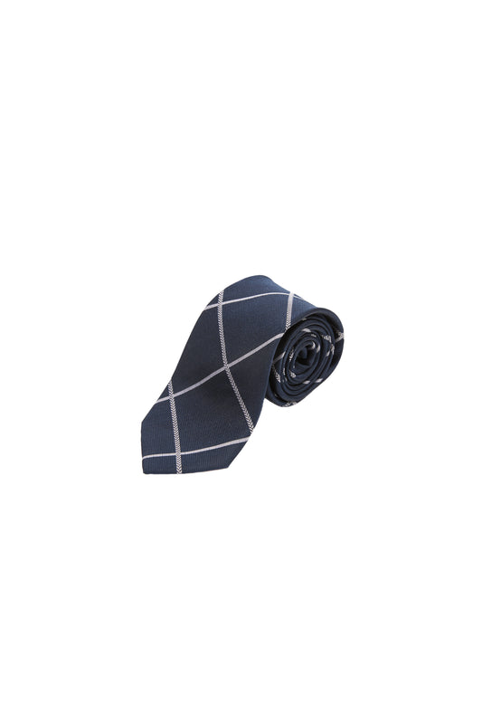 LERROI NAVY CHECK SILK TIE NAVY