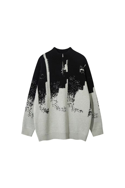 LERROI GREY MIX COL TIE DYE RAW EDGE SWEATER GREY