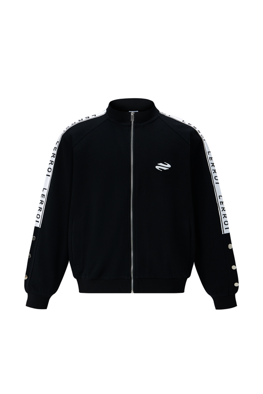 LERROI BLACK STREETWEAR PANELLED STAND COLLAR HOODIE BLACK