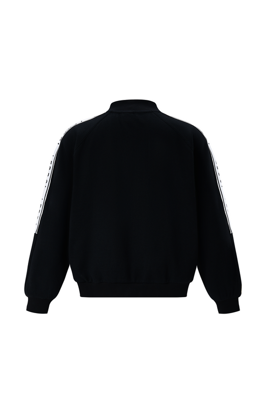 LERROI BLACK STREETWEAR PANELLED STAND COLLAR HOODIE BLACK