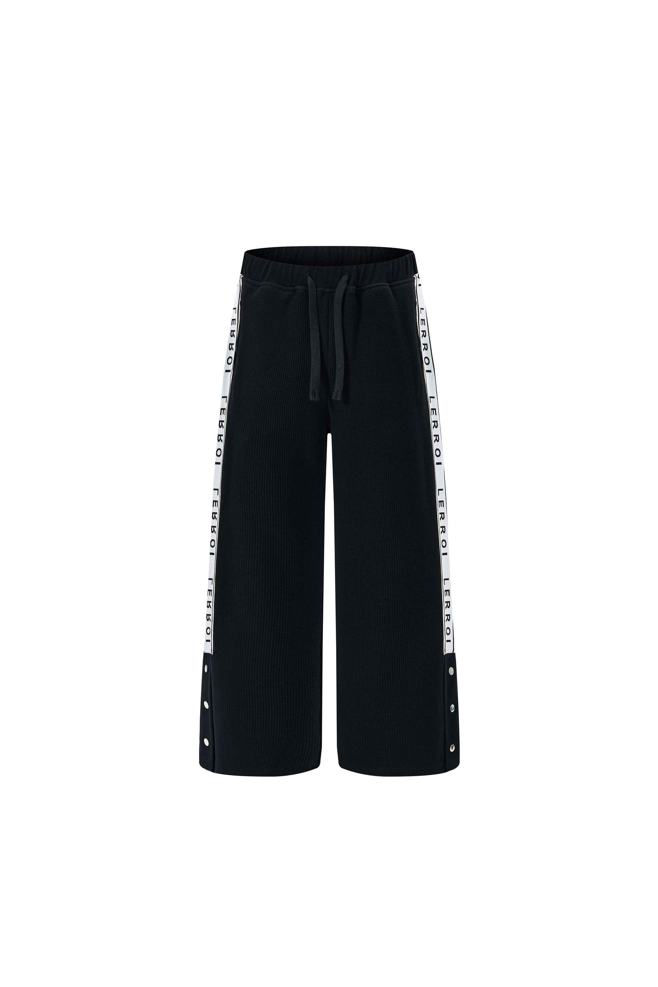 LERROI BLACK STREETWEAR PANELLED SPLIT-HEM SWEATPANTS BLACK