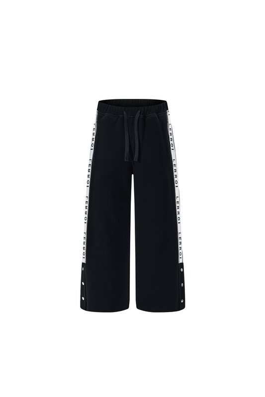 LERROI BLACK STREETWEAR PANELLED SPLIT-HEM SWEATPANTS BLACK