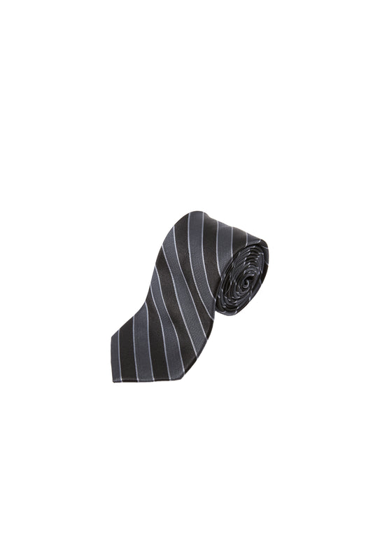 LERROI BLACK STRIPE SILK TIE BLACK