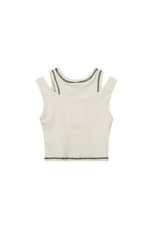 CREAM DUAL LAYER SLIP STRAP CAMISOLE CREAM