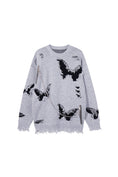 Load image into Gallery viewer, GREY BUTTERFLY FRAYED CHAIN SWEATER GREY
